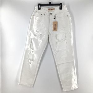 Reverse Distressed White Mom Jeans 26x27 NWT